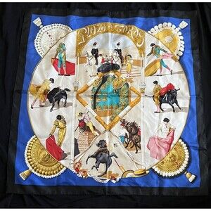 Vintage HERMES Silk Scarf Plaza de Toros Carre 90 by Hubert de Watrigant 35 x 35